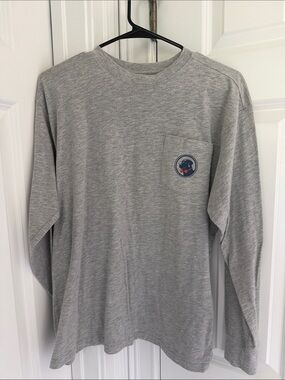 Southern Proper Heather Gray Long-Sleeve Pocket Tee with Logo Patch